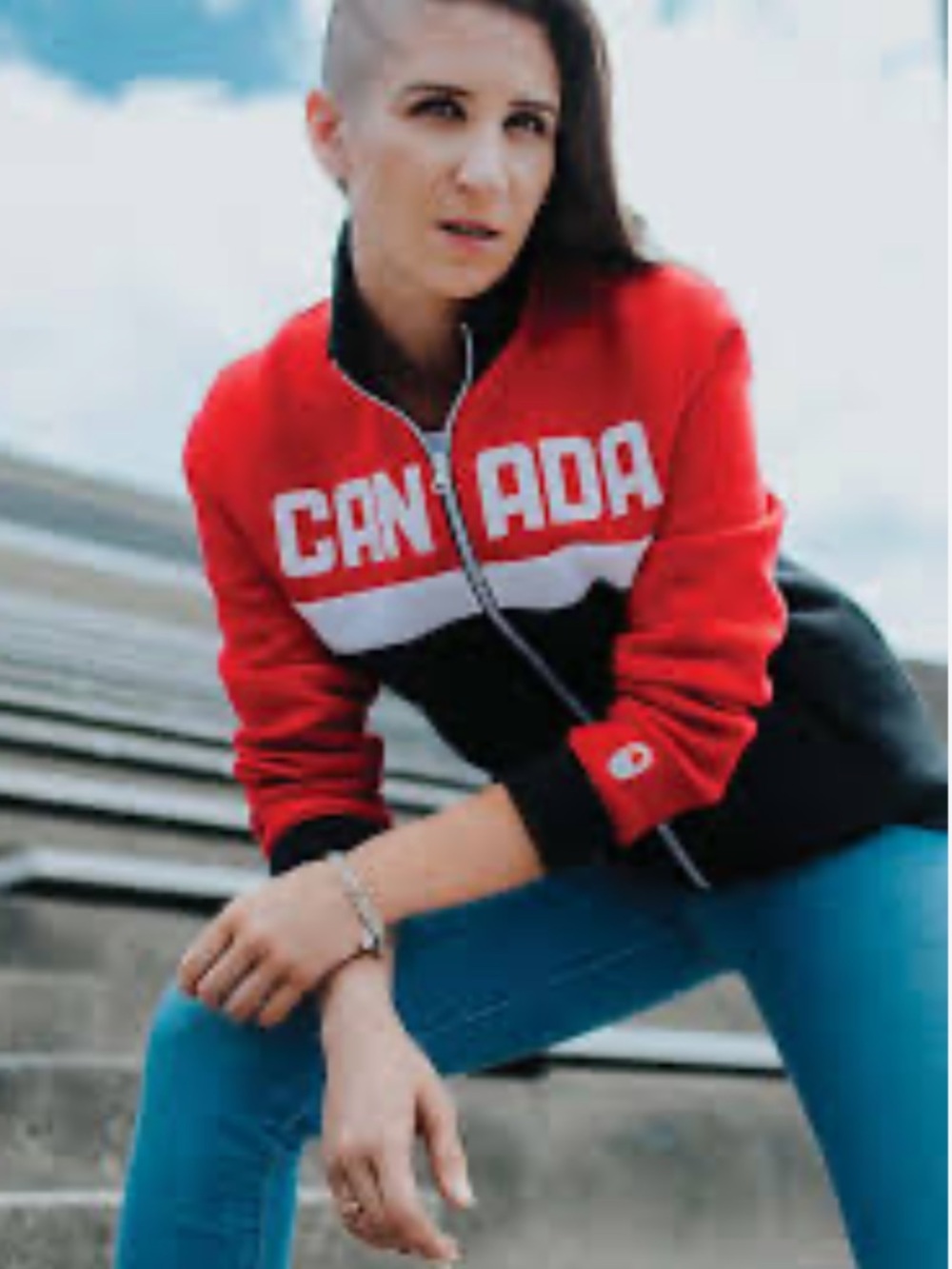 Hudson Bay Company Olympic Canada Graphic Red and Black Varsity Jacket size M